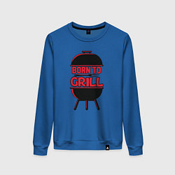 Свитшот хлопковый женский Born to grill, цвет: синий