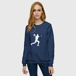 Свитшот хлопковый женский Силуэт теннисистки, цвет: тёмно-синий — фото 2