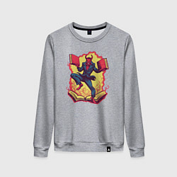 Свитшот хлопковый женский Злодей танцует с книгами, цвет: меланж