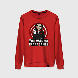 Свитшот хлопковый женский You wanna play a game, цвет: красный