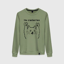 Свитшот хлопковый женский The Cranberries - rock cat, цвет: авокадо