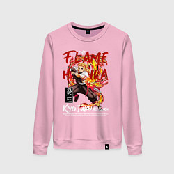 Свитшот хлопковый женский Кёджуро Ренгоку аниме, цвет: светло-розовый