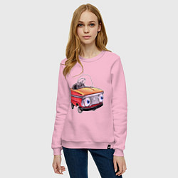 Свитшот хлопковый женский Машинка москвич, цвет: светло-розовый — фото 2