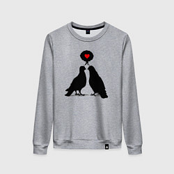 Свитшот хлопковый женский Birds love, цвет: меланж
