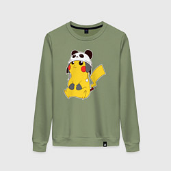 Свитшот хлопковый женский Pika panda, цвет: авокадо