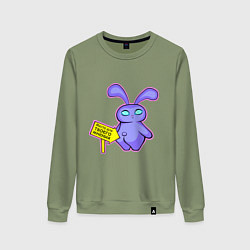 Свитшот хлопковый женский Дерзкий заяц, цвет: авокадо