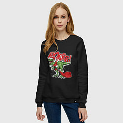 Свитшот хлопковый женский Santa t rex gifts, цвет: черный — фото 2