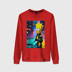 Свитшот хлопковый женский Bart Simpson - urban fantasy, цвет: красный