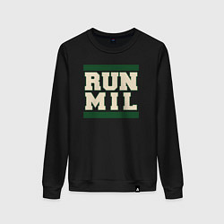 Свитшот хлопковый женский Run Milwaukee Bucks, цвет: черный