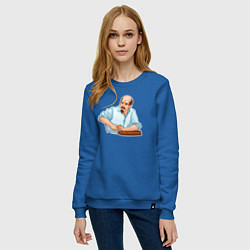Свитшот хлопковый женский Ленин в раздумьях, цвет: синий — фото 2