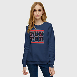 Свитшот хлопковый женский Run Portland Trail Blazers, цвет: тёмно-синий — фото 2