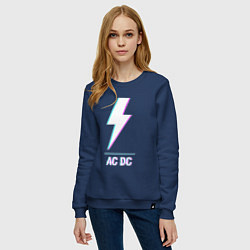 Свитшот хлопковый женский AC DC glitch rock, цвет: тёмно-синий — фото 2