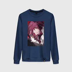 Свитшот хлопковый женский Кафка за стеклом, цвет: тёмно-синий