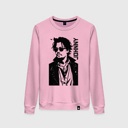 Свитшот хлопковый женский Johnny Depp - graphics, цвет: светло-розовый