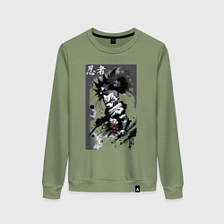 Свитшот хлопковый женский Bart Simpson ninja - hieroglyphs, цвет: авокадо
