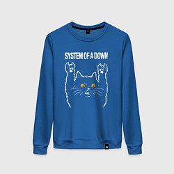 Свитшот хлопковый женский System of a Down rock cat, цвет: синий