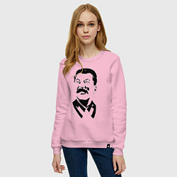 Свитшот хлопковый женский Сталин чб, цвет: светло-розовый — фото 2