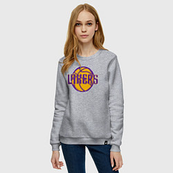 Свитшот хлопковый женский Lakers ball, цвет: меланж — фото 2