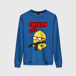 Свитшот хлопковый женский Chicken machine gun, цвет: синий