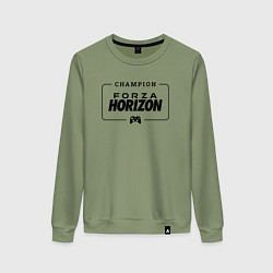 Свитшот хлопковый женский Forza Horizon gaming champion: рамка с лого и джой, цвет: авокадо