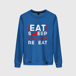 Свитшот хлопковый женский Надпись eat sleep Elden Ring repeat, цвет: синий