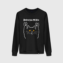 Свитшот хлопковый женский Depeche Mode rock cat, цвет: черный