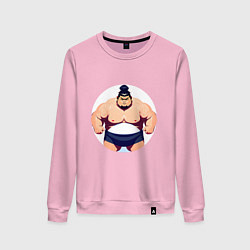 Свитшот хлопковый женский Борец сумо, цвет: светло-розовый