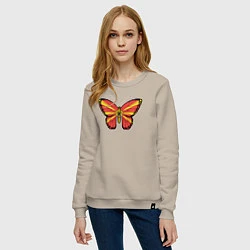 Свитшот хлопковый женский Бабочка Северная Македония, цвет: миндальный — фото 2