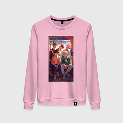 Свитшот хлопковый женский BTS anime art style, цвет: светло-розовый