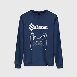 Свитшот хлопковый женский Sabaton rock cat, цвет: тёмно-синий