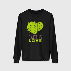 Свитшот хлопковый женский Cactus love, цвет: черный
