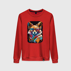 Свитшот хлопковый женский Abstract Colorful Fox, цвет: красный
