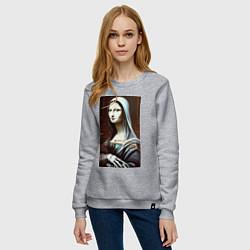 Свитшот хлопковый женский Mona Lisa from Elm street - horror, цвет: меланж — фото 2