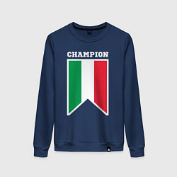 Свитшот хлопковый женский Италия чемпион, цвет: тёмно-синий
