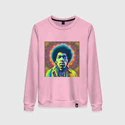 Свитшот хлопковый женский Jimi Hendrix Magic Glitch Art, цвет: светло-розовый