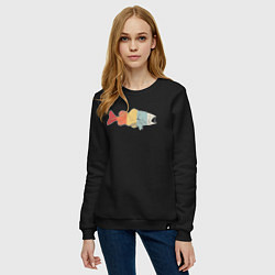 Свитшот хлопковый женский Color fish, цвет: черный — фото 2