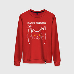 Свитшот хлопковый женский Imagine Dragons rock cat, цвет: красный