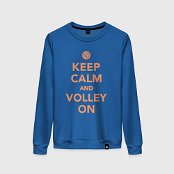 Свитшот хлопковый женский Keep calm and volley on, цвет: синий