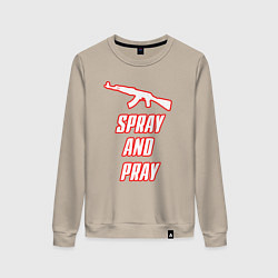 Свитшот хлопковый женский Spray and play, цвет: миндальный