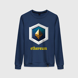Свитшот хлопковый женский Логотип Ethereum, цвет: тёмно-синий
