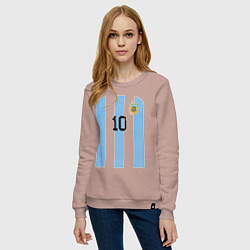 Свитшот хлопковый женский Месси сборная Аргентины ЧМ 2022, цвет: пыльно-розовый — фото 2