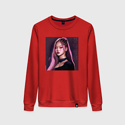 Свитшот хлопковый женский Blackpink Jennie аниме рисунок, цвет: красный