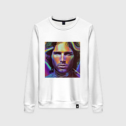 Свитшот хлопковый женский Jim Morrison neon portrait art, цвет: белый