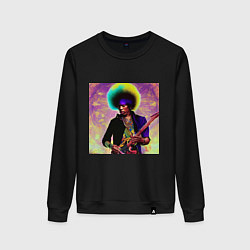 Свитшот хлопковый женский Jimi Hendrix Rock Idol Art, цвет: черный