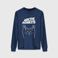 Свитшот хлопковый женский Arctic Monkeys rock cat, цвет: тёмно-синий