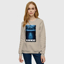 Свитшот хлопковый женский История Алана Вейка, цвет: миндальный — фото 2