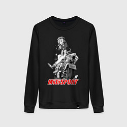 Свитшот хлопковый женский Moto girl, цвет: черный