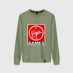 Свитшот хлопковый женский Virgin games logo, цвет: авокадо