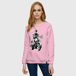 Свитшот хлопковый женский Biker horns, цвет: светло-розовый — фото 2