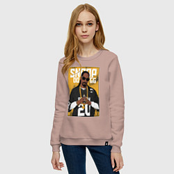 Свитшот хлопковый женский Snoop dogg с цепями, цвет: пыльно-розовый — фото 2